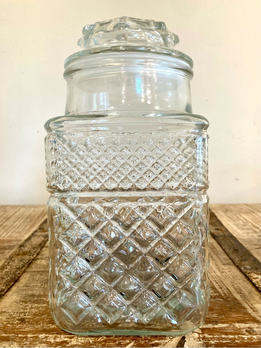 Vintage Anchor Hocking Wexford Clear Glass Lidded Canister Jar Food Storage - Picture 4 of 15